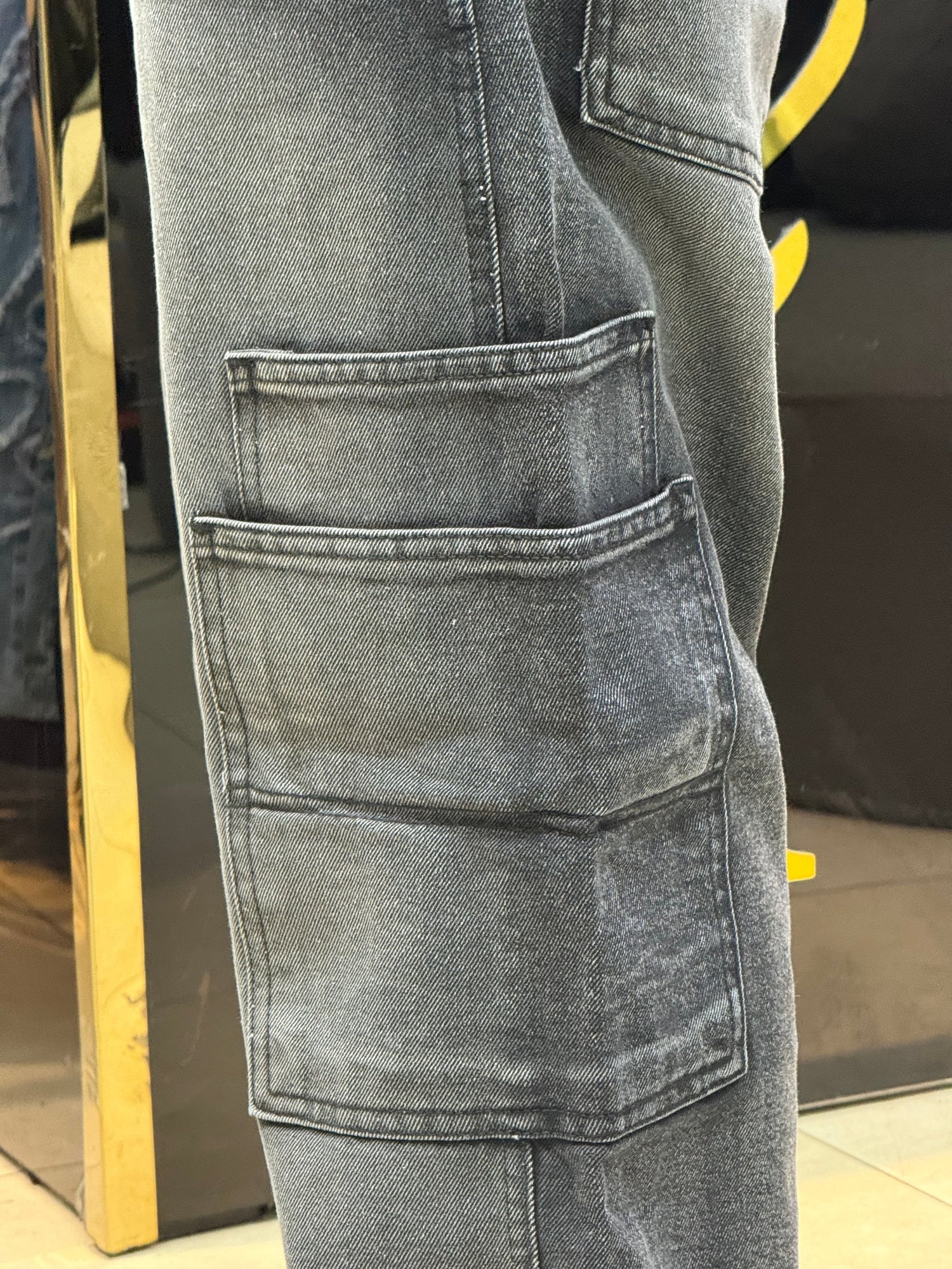 CARGO JEANS DOUBLE POCHE GRIS