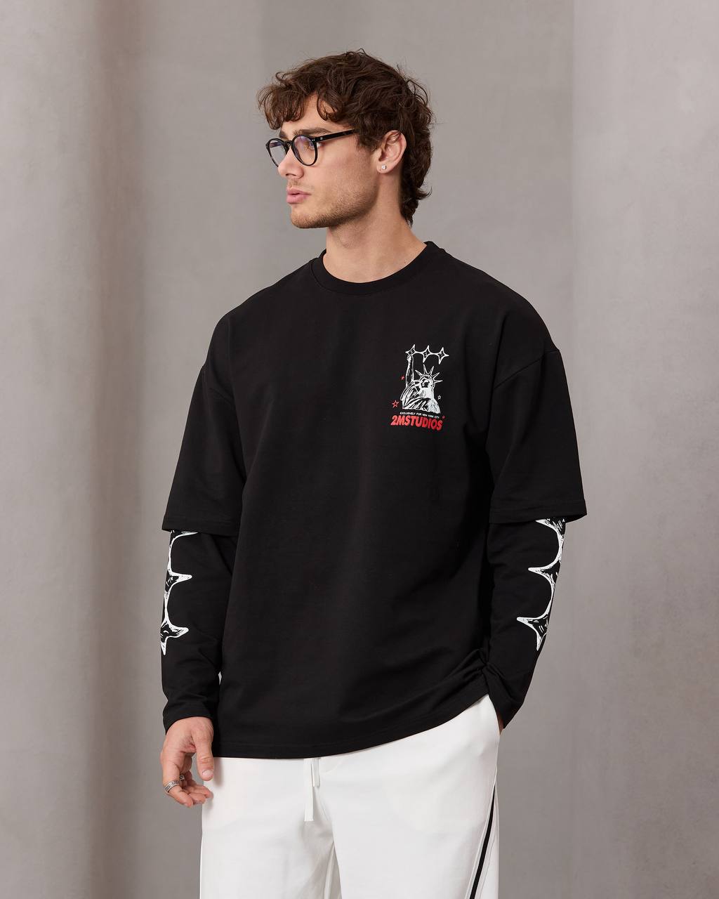 oversize printed long sleeve tee