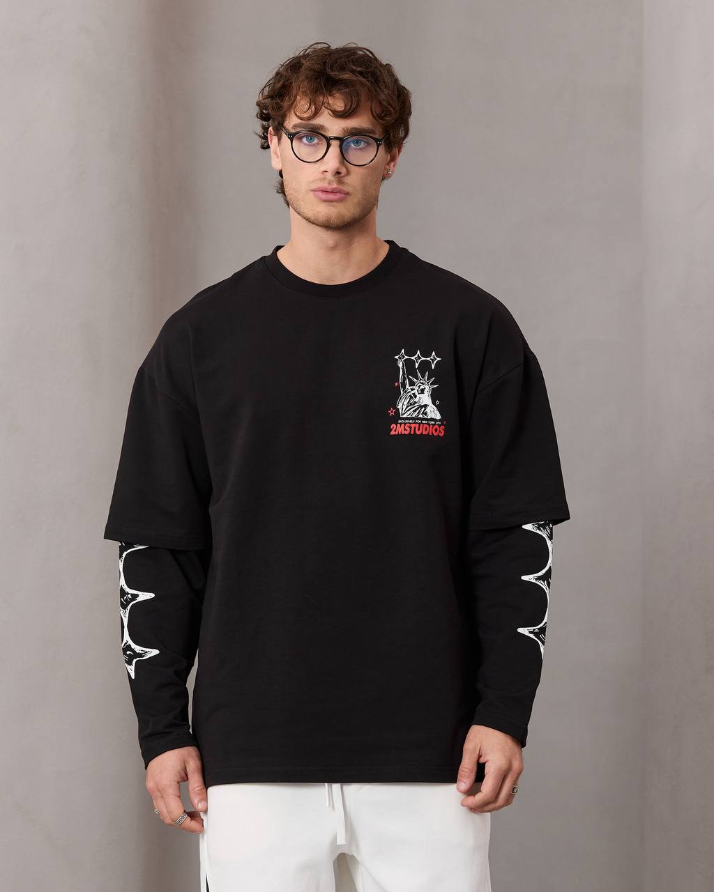 oversize printed long sleeve tee